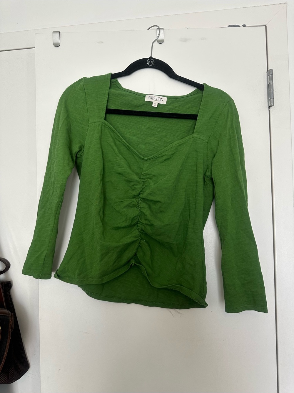Nation LTD Green Ruched Long-Sleeve Top